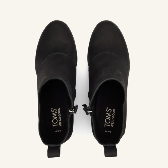TOMS Sutton Wedge Ankle Bootie Black Leather Size 9 - Picture 9 of 14